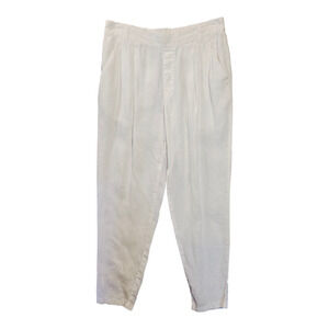 Garnet Hill Womens Pants White Size 4 100% Linen Pull-on Tapered Leg Mid-Rise